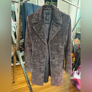 Bebe Women's Textured Brown Teddy Jacket